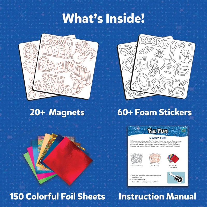 Skillmatics Foil Fun - Good Vibes, 20+ DIY Foil Art Magnets, Mess-Free Craft Kit, 60+ Foam Stickers, Creative Activity for Kids, Tweens, Teens (Ages 7-13), Adults, Gifts, Travel, Party Favor - Image 3